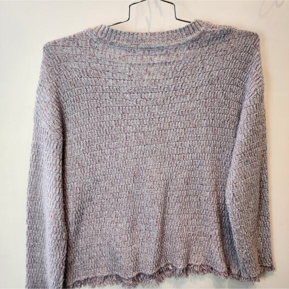 Shein Blue Lavender Metallic Boxy Sweater Crop Knit Fringe Hem Cropped Size XL - Picture 5 of 9